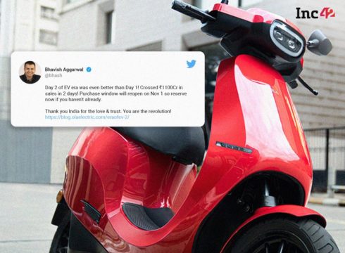 Ola Electric Scooters Clock In Record Over INR 1100 Cr In 2-Day Sale