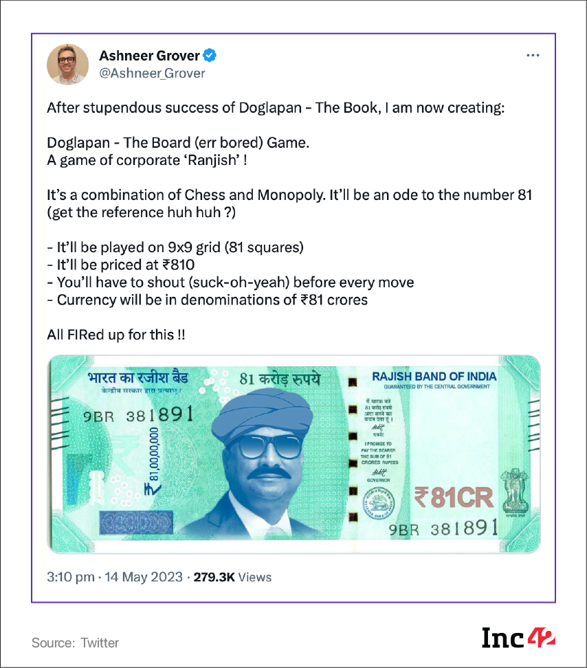 Ashneer Grover’s Now-Deleted Tweet Against BharatPe Soon After The FIR Was Registered By The EOW